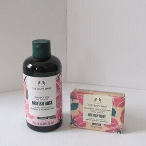 The Body Shop Vegan British Rose Shower Gel & Cleansing Face & Body Bar - NWOT
